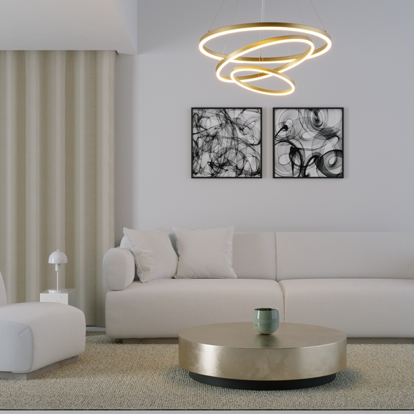 Pendente Cosmos 180 Dourado 3 Aros de Led